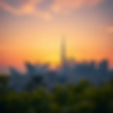 A breathtaking view of iconic landmarks during sunset