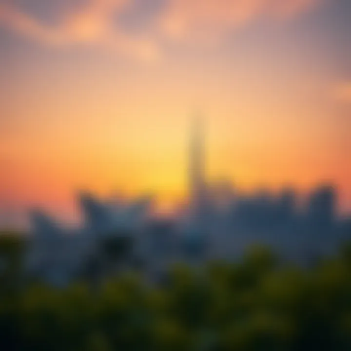 A breathtaking view of iconic landmarks during sunset