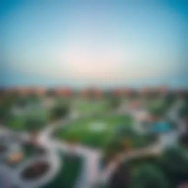 Panoramic view of JVC Park highlighting its communal spaces