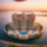 Aerial view of Lake Palace Tecom showcasing its stunning architecture