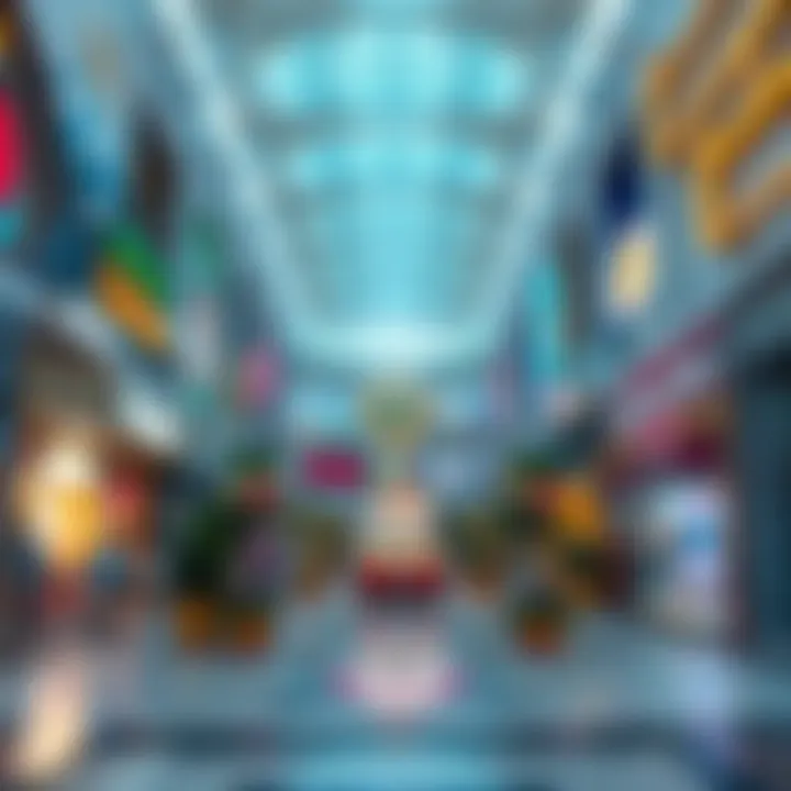 Entertainment zones featuring attractions and leisure activities