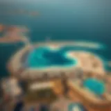 Aerial view of Marjan Island showcasing luxury resorts