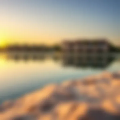 Serene view of Mubazzarah Lake showcasing tranquil waters and surrounding greenery
