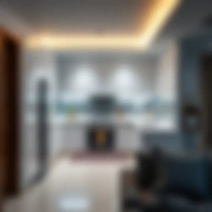Modern kitchen design in one bedroom apartment