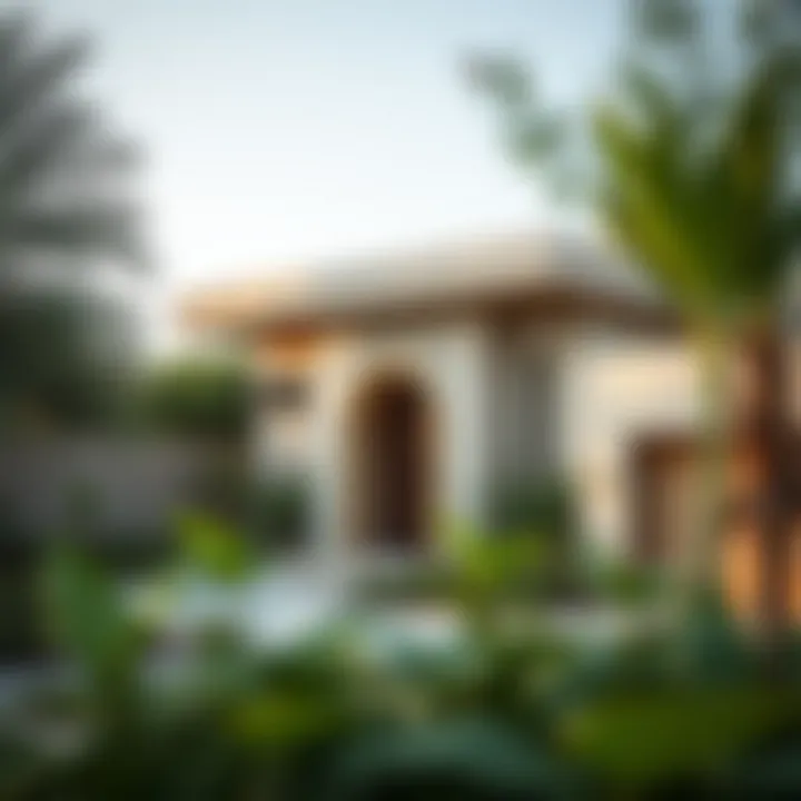 An architectural view of a Peace Home surrounded by greenery.