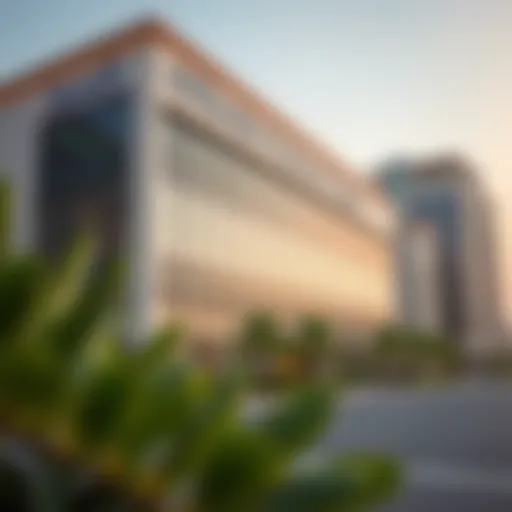 Stunning facade of the Al Barsha Business Center highlighting its architectural design
