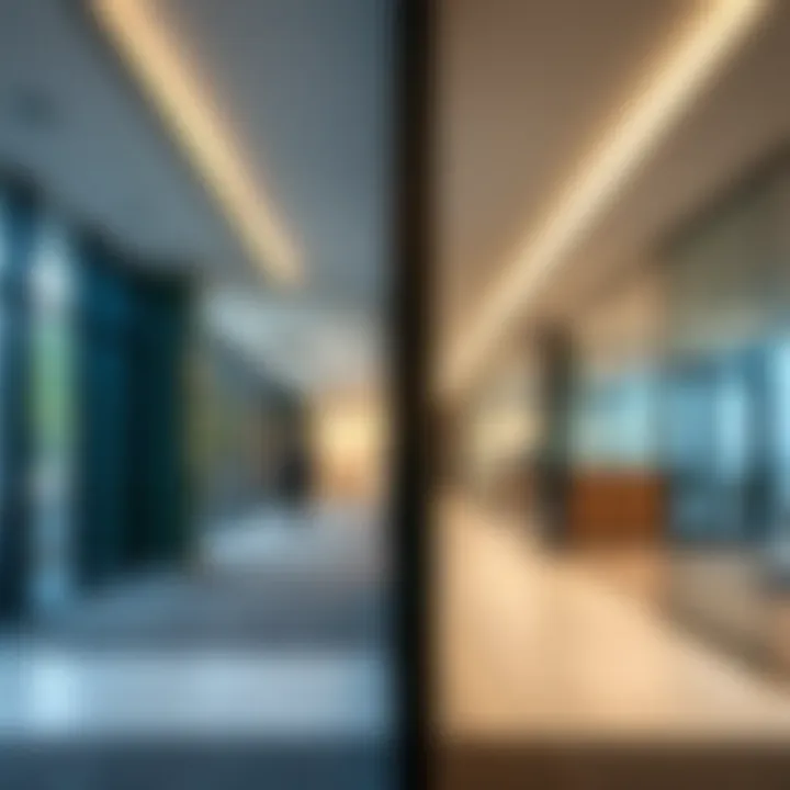 Interior view showcasing modern office spaces within the center