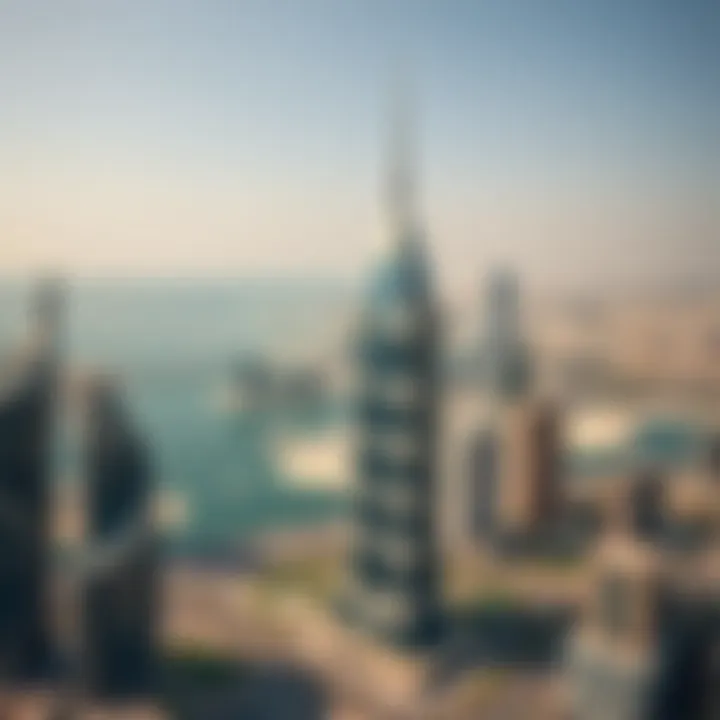 Aerial View of Dubai with Al Moosa Tower 1 Aerial view of Dubai showcasing the strategic location of Al Moosa Tower 1