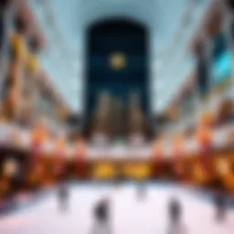 Panoramic view of the Dubai Mall ice skating rink showcasing its unique architecture and ambiance