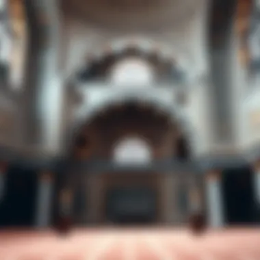 Intricate Calligraphy in Mosque Interior Interior view of a mosque highlighting intricate calligraphy