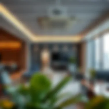 Tech-Driven Office Interior Design Interior view of a tech office featuring smart amenities