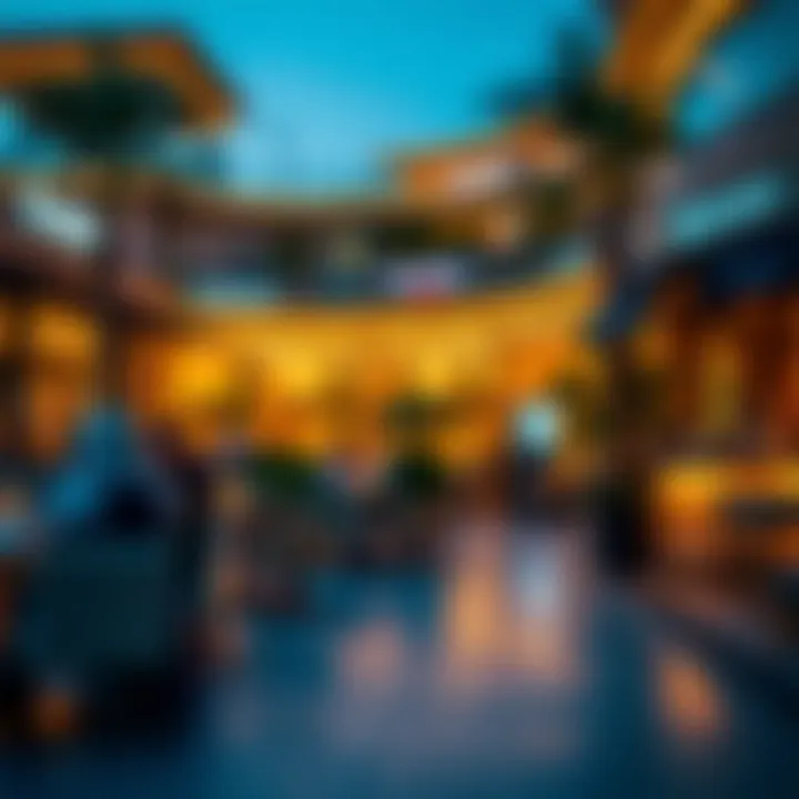 Retail and dining options along the Palm Strip