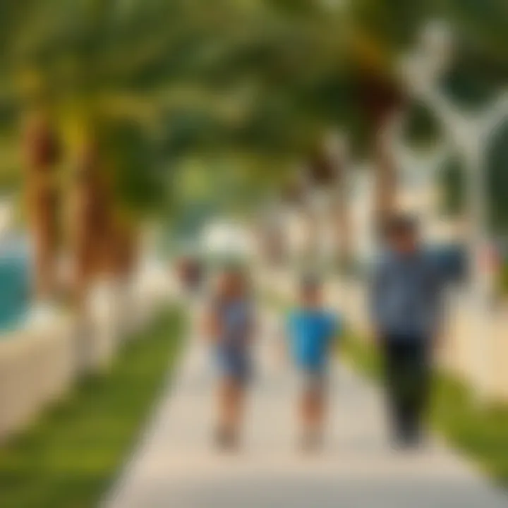 A family enjoying leisure time on a Dubai walking path