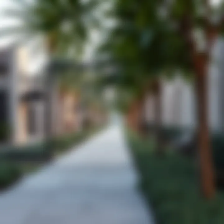 Overview of a well-designed walking path in a Dubai neighborhood