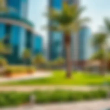 Green Spaces in F34 Dubai Internet City Modern amenities and green spaces in the F34 area promoting work-life balance