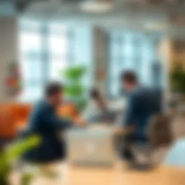 Business professionals collaborating in a co-working space