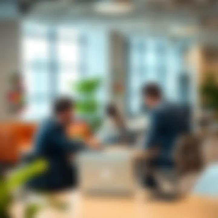 Business professionals collaborating in a co-working space