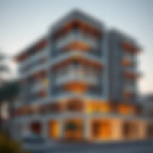 Exquisite exterior view of Five Palm JVC showcasing modern architecture