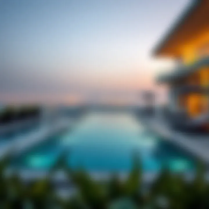Stunning rooftop pool with panoramic views of Dubai skyline