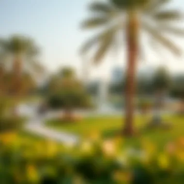 Community Parks in Bur Dubai A scenic view of a park in Bur Dubai with families enjoying