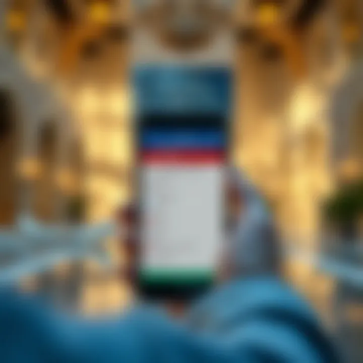 Illustration showing a smartphone with the GDRFA application status page