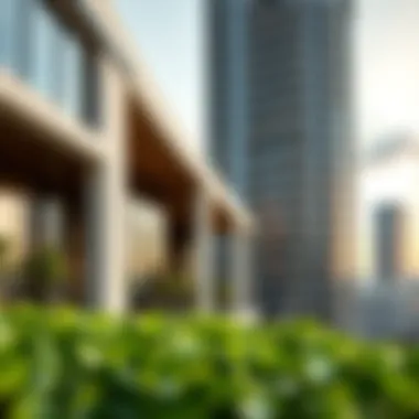 Architectural details highlighting the unique design of the Global Lake View Tower