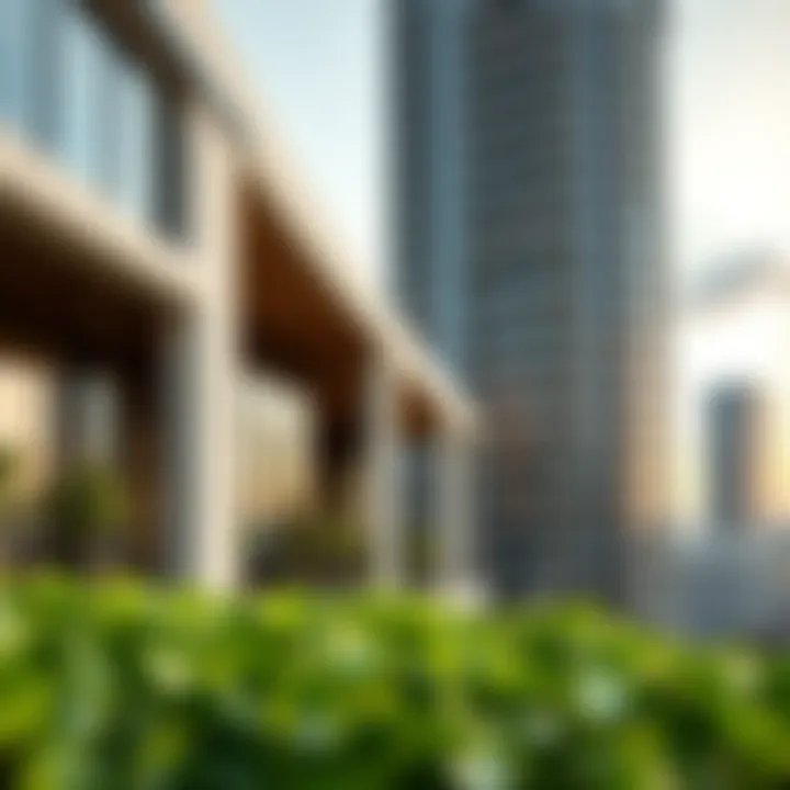 Architectural details highlighting the unique design of the Global Lake View Tower