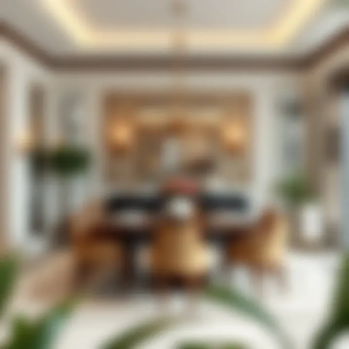 Elegant dining area showcasing a blend of classic and contemporary design.