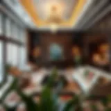 Luxurious living room with traditional Arabian elements and modern decor.