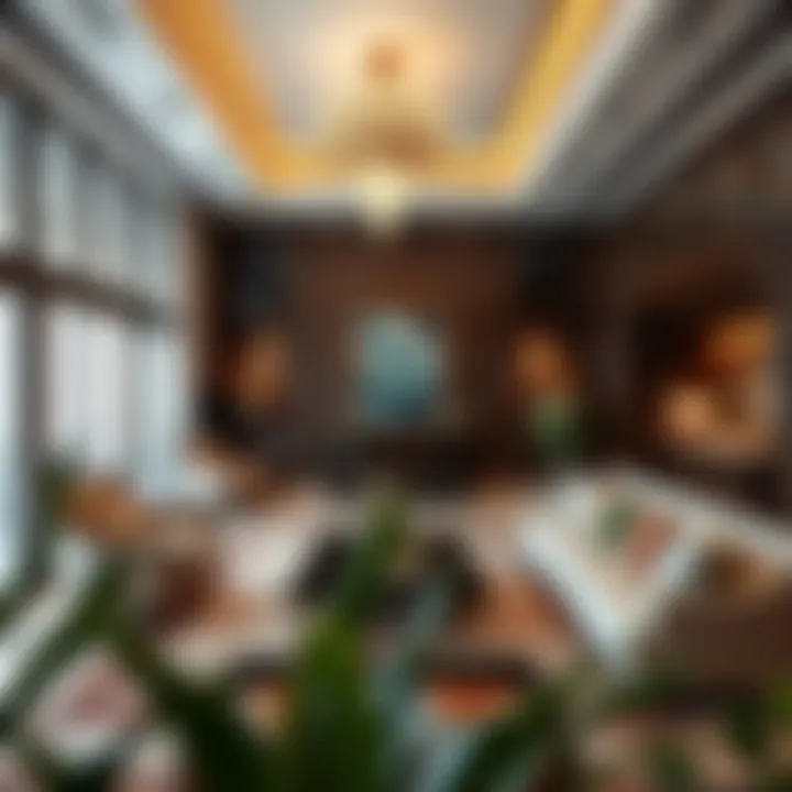 Luxurious living room with traditional Arabian elements and modern decor.