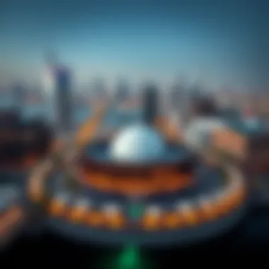 La Perle Against the Iconic Dubai Skyline Aerial view of La Perle venue surrounded by Dubai skyline