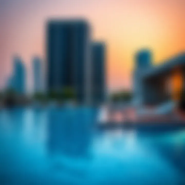 Rooftop Pool and Amenities at Liwa Heights Rooftop amenities including pool area with city views