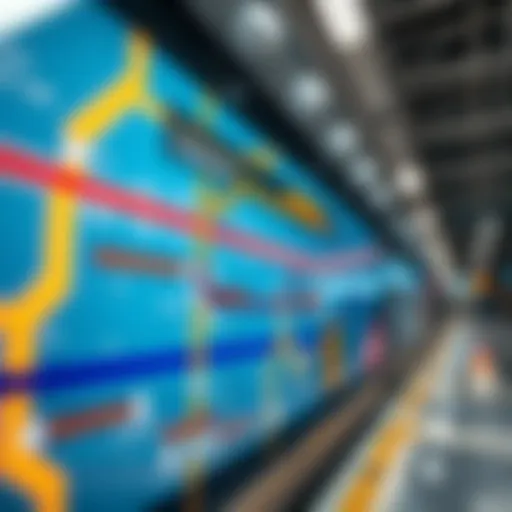 Detailed view of the Dubai Metro Station map highlighting various lines and stations