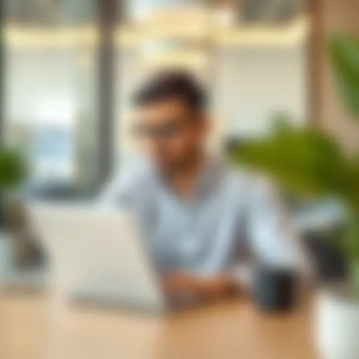 Job seeker researching on a laptop