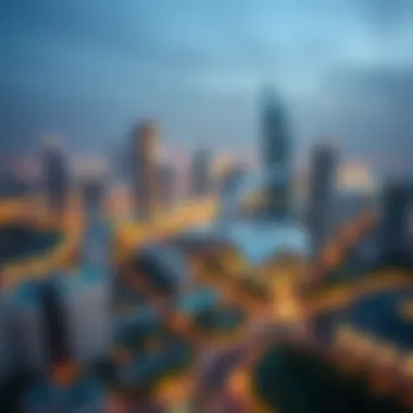 Panoramic skyline integrating Park Central