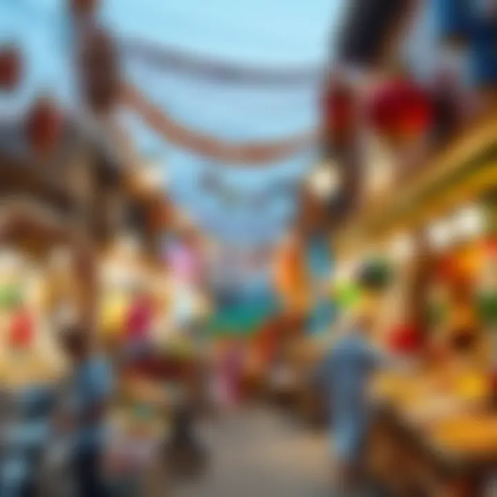Vibrant Ramadan Market Scene A bustling market decorated for Ramadan festivities