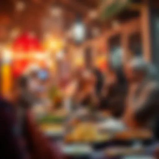 A vibrant Iftar gathering showcasing traditional dishes