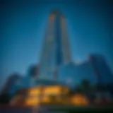 Stunning view of Shatha Tower showcasing its unique architectural design