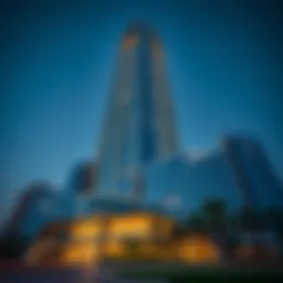 Stunning view of Shatha Tower showcasing its unique architectural design