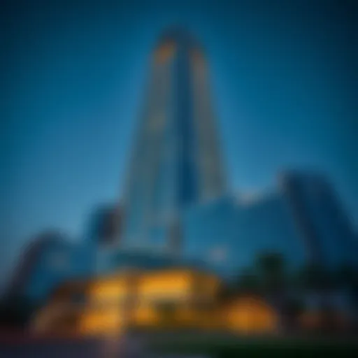 Stunning view of Shatha Tower showcasing its unique architectural design