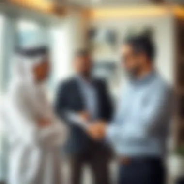 A landlord and tenant discussing a lease agreement.