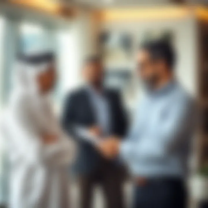 A landlord and tenant discussing a lease agreement.