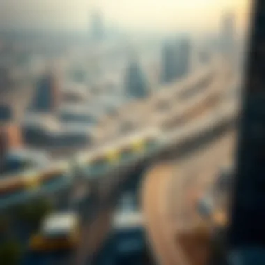 Aerial view of Dubai's urban landscape with Metro integration