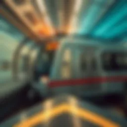 Dynamic view of the Dubai Metro train in motion