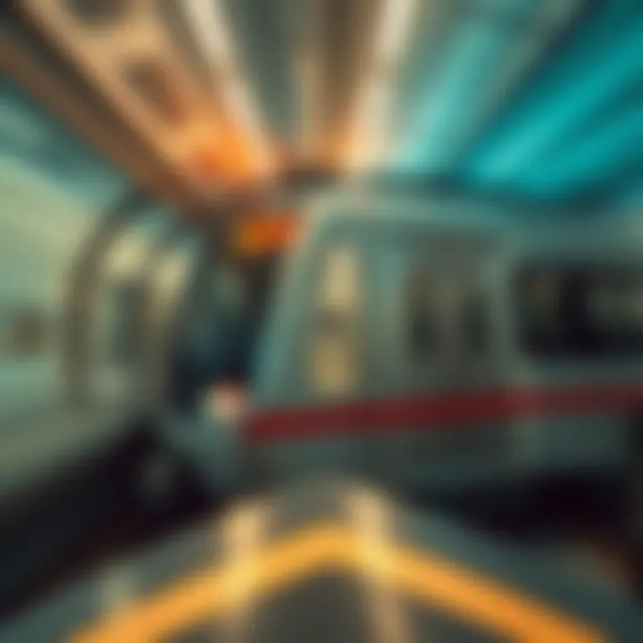 Dynamic view of the Dubai Metro train in motion