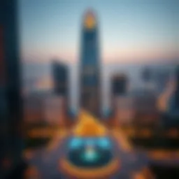Panoramic view of the Iris Tower showcasing its unique architectural design