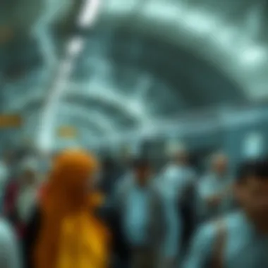Commuters utilizing Dubai Metro during peak hours