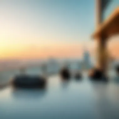 Breathtaking Views from The Ritz Carlton Residences Panoramic view of Dubai skyline from the terrace of The Ritz Carlton Residences