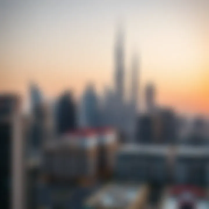 Dubai Skyline Featuring Residential Gyms An aerial view of Dubai's skyline highlighting residential complexes with gyms.