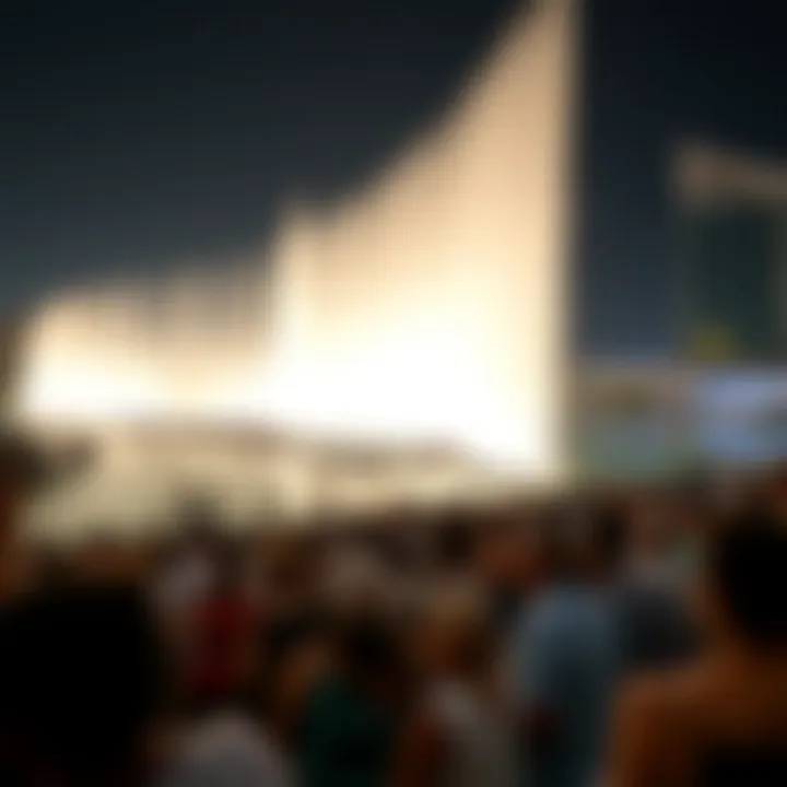 Crowd Engagement at Dubai Fountains Crowd enjoying the Dubai Fountains show from Dubai Mall